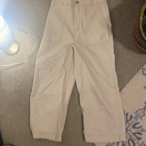Free People Tan cotton wide leg high waist pants
